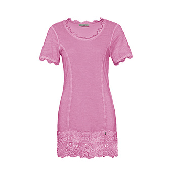 Basic Shirt mit Spitze, pink paloma 