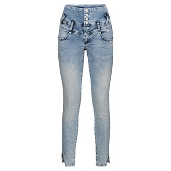 High-Waist Jeans mit Beinschlitz, light blue denim 