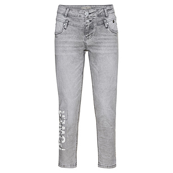 Jeans mit Ziersteinen, bleached grey denim 