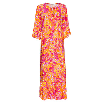 Maxi-Kleid im Alloverprint, pink-orange 