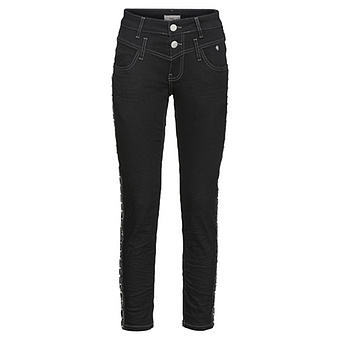 Jeans mit Galonstreifen, schwarz 