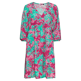 Kleid mit V-Ausschnitt, pink paloma 