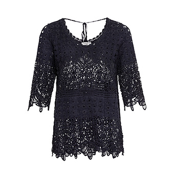 Pullover aus Häkelspitze, navy 