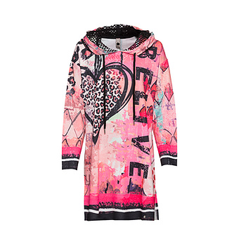 Sweatshirt lang im Alloverprint, pink 