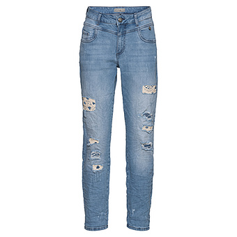 Jeans mit Häkel-Einsätzen, bleached denim 