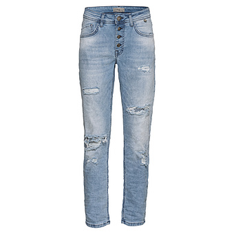 Jeans mit Destroyed-Optik, bleached denim 