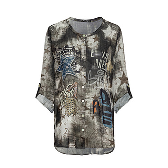 Chiffon Bluse im Alloverprint, khaki 