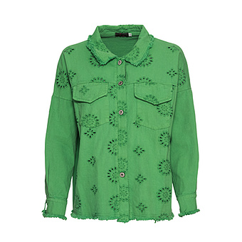 Jeansjacke mit Lochspitze, grün 