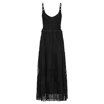 Maxi-Kleid im Boho-Stil, schwarz 