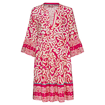 Kleid mit Volants, pink paloma 
