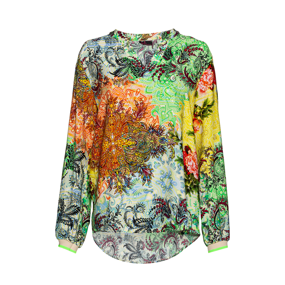 Bluse im Alloverprint, bunt 