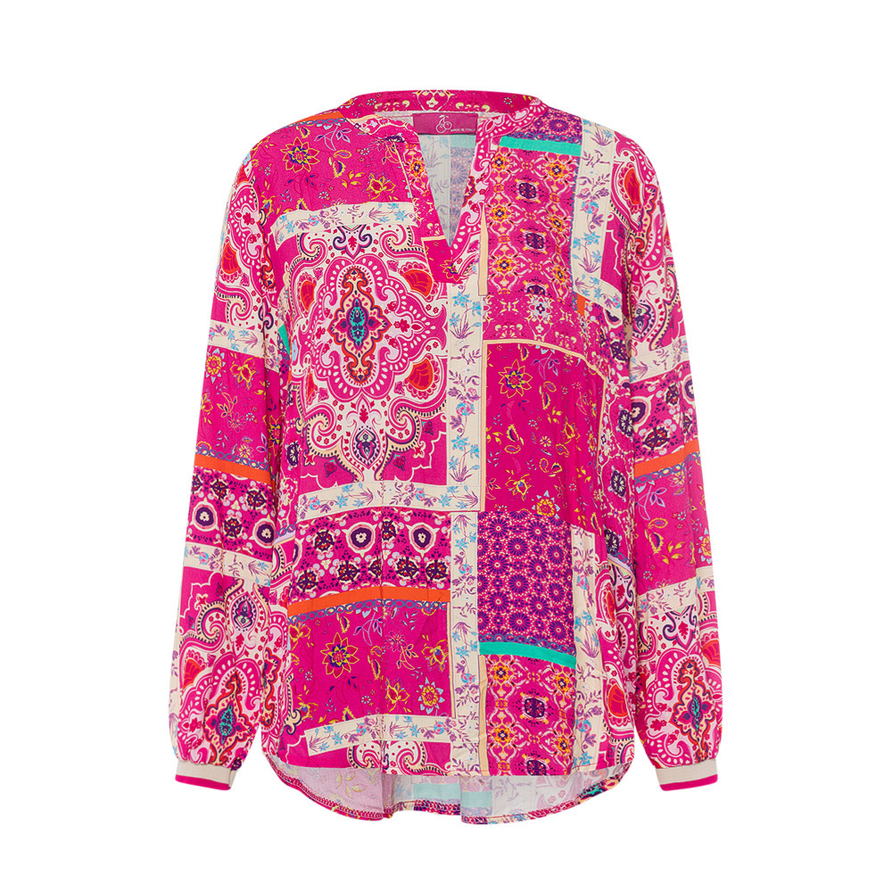 tredy Fashion Onlineshop | Bluse Größe im 50 Alloverprint, pink - 36 Mode in 