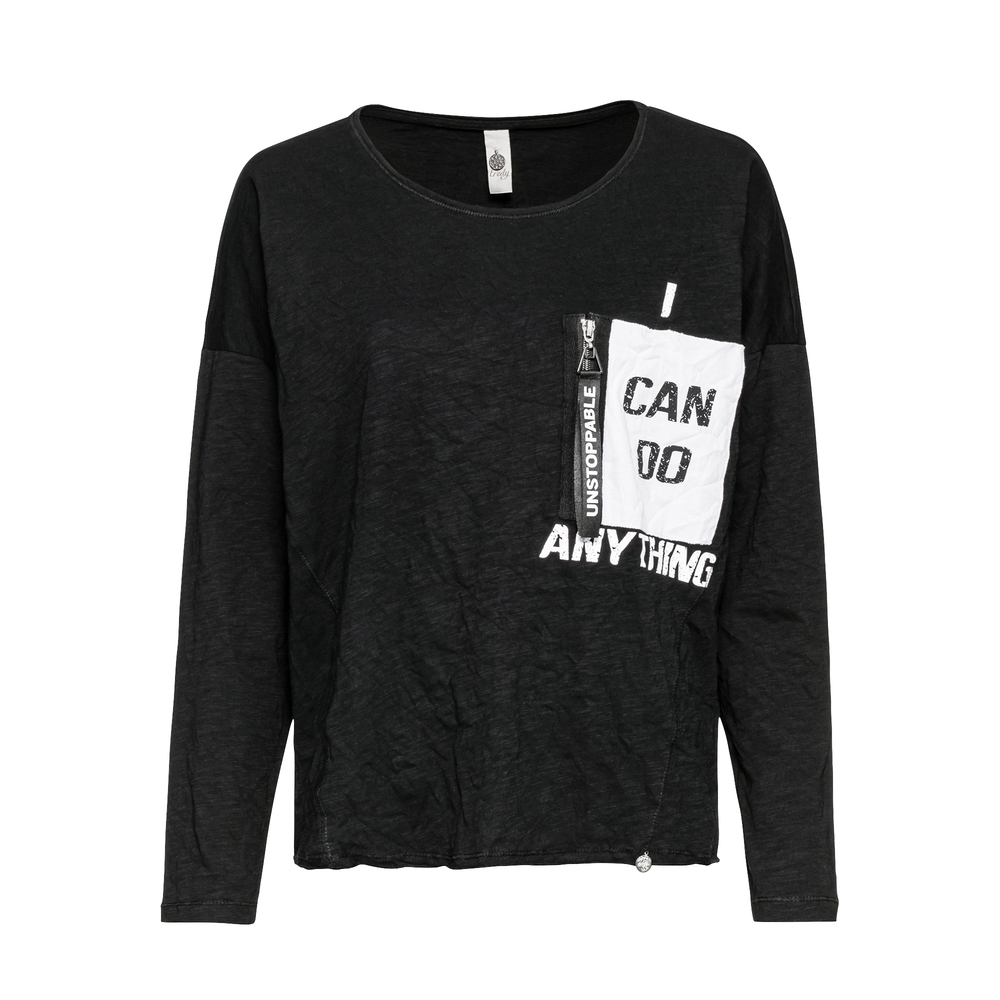 Shirt mit Brusttasche, schwarz 