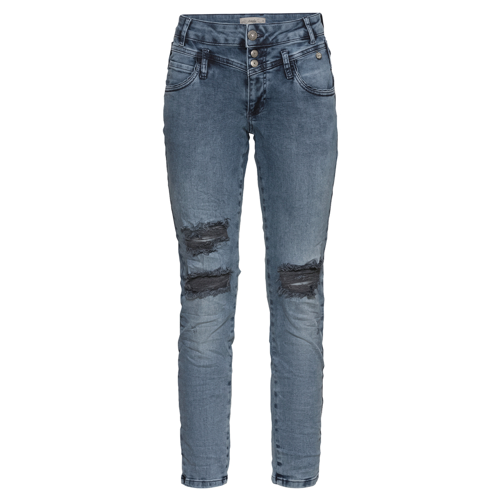 Jeans mit Destroyed-Optik, smokey blue denim 