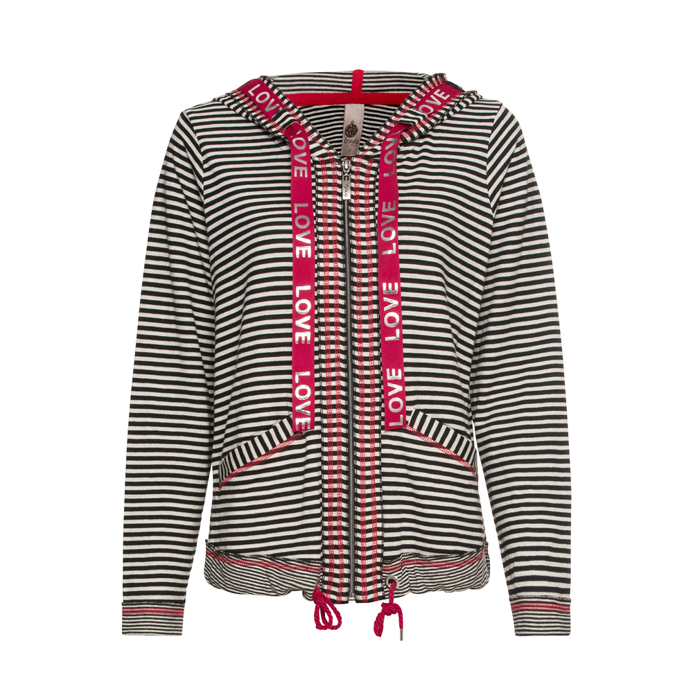 Shirtjacke in Streifen-Optik, schwarz-weiß 