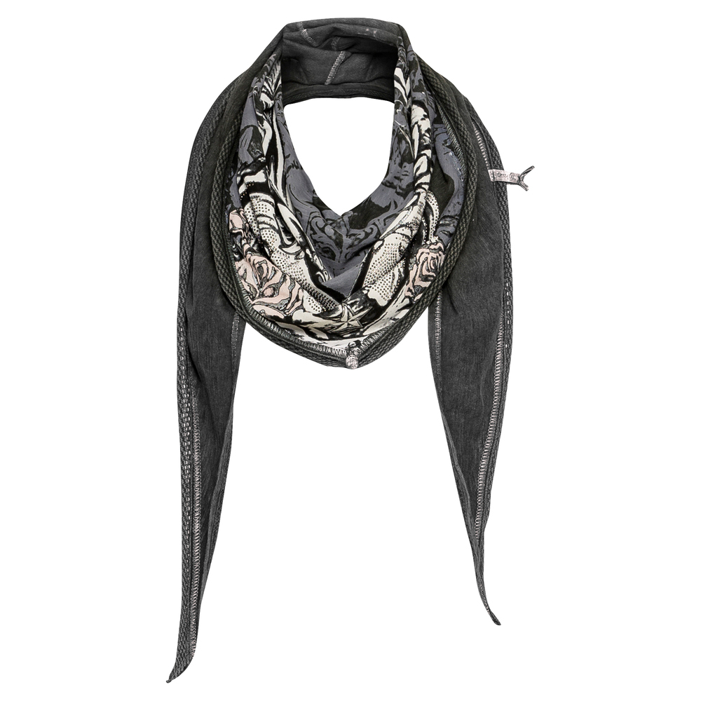 Schal mit Totenkopf-Design, schwarz 