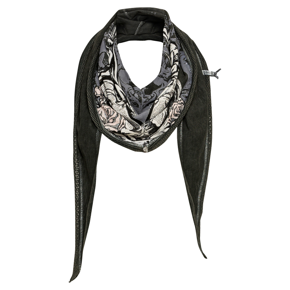 Schal mit Totenkopf Design, khaki 