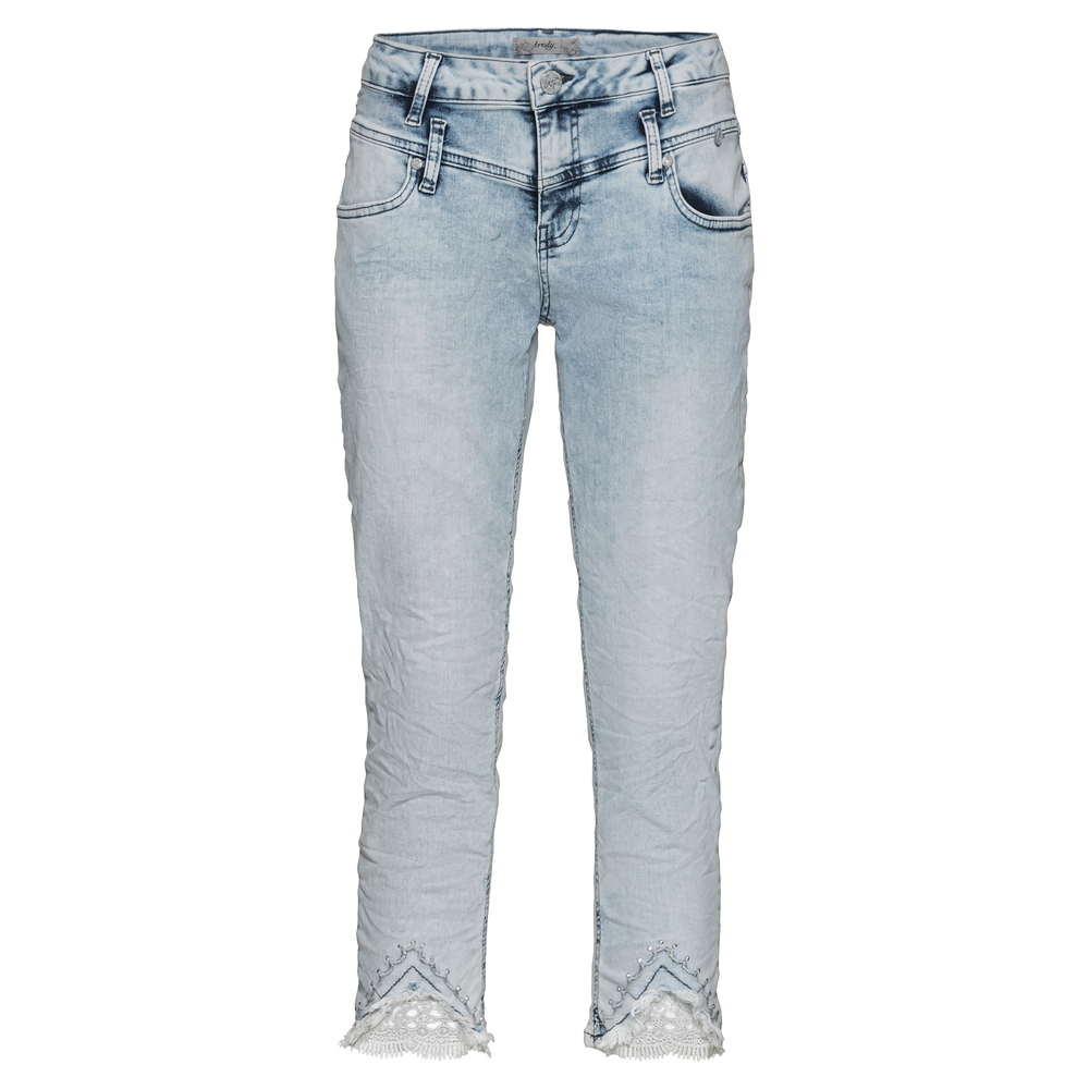 Jeans mit Spitze, bleached denim 