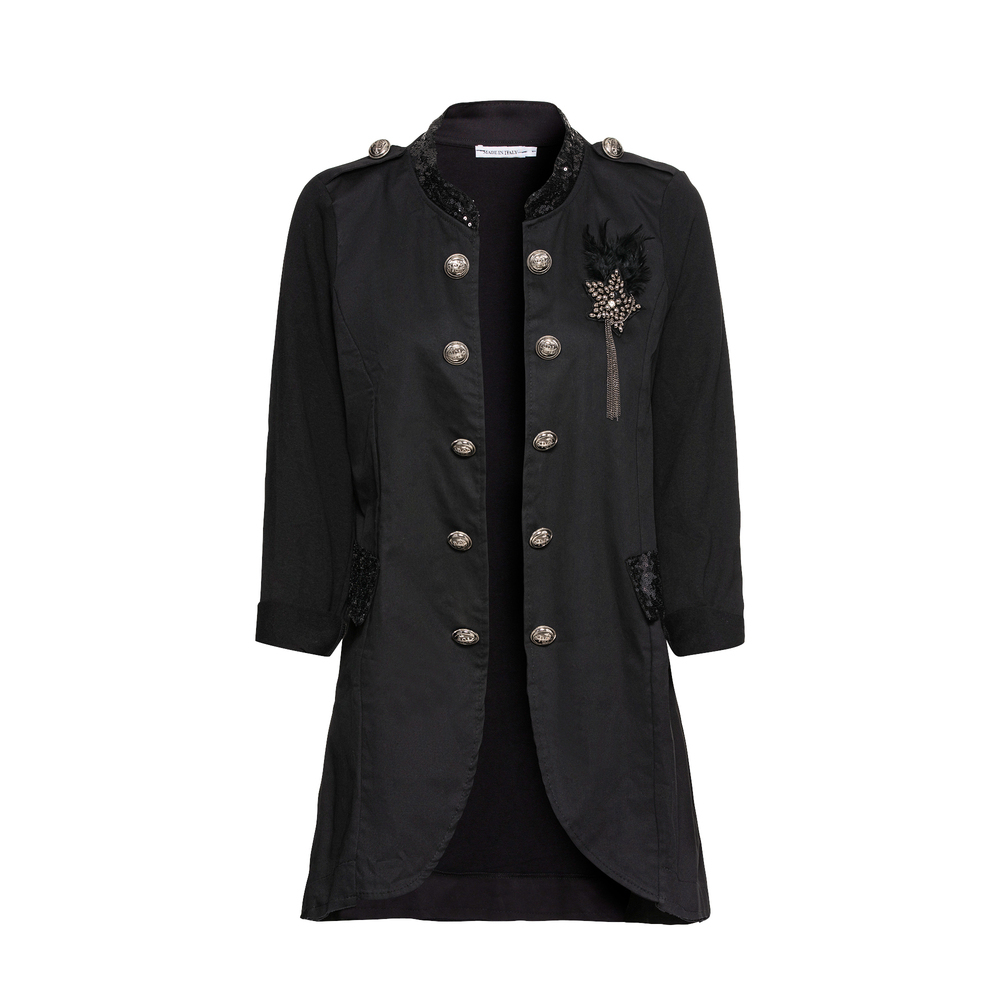 Blazer im Military-Style, schwarz 