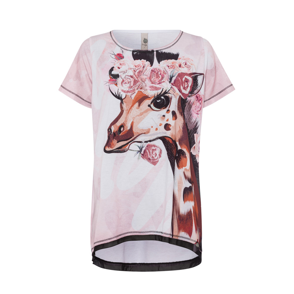 Shirt mit Giraffe, rosenholz 