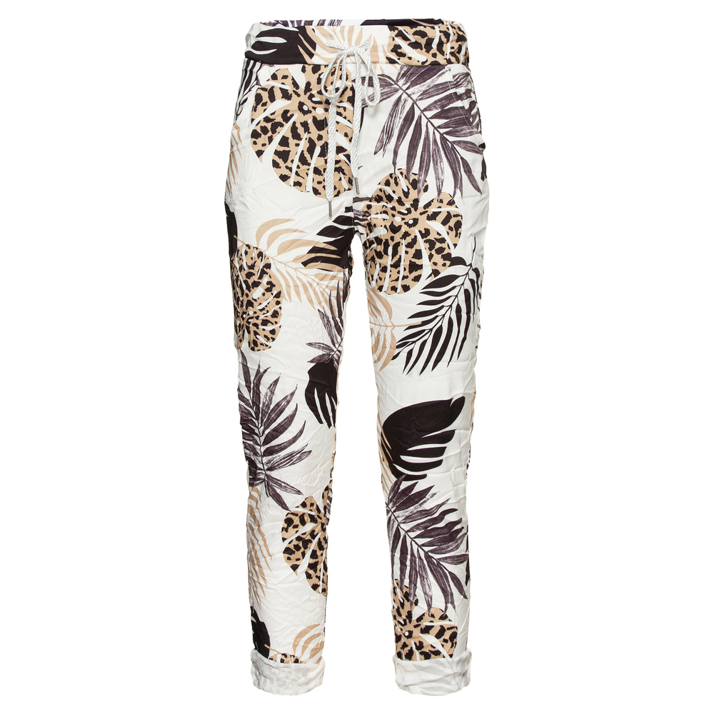 Joggpant im Alloverprint, schwarz-beige 