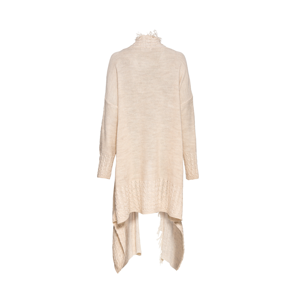 Strickjacke mit Fransen, beige-melange 