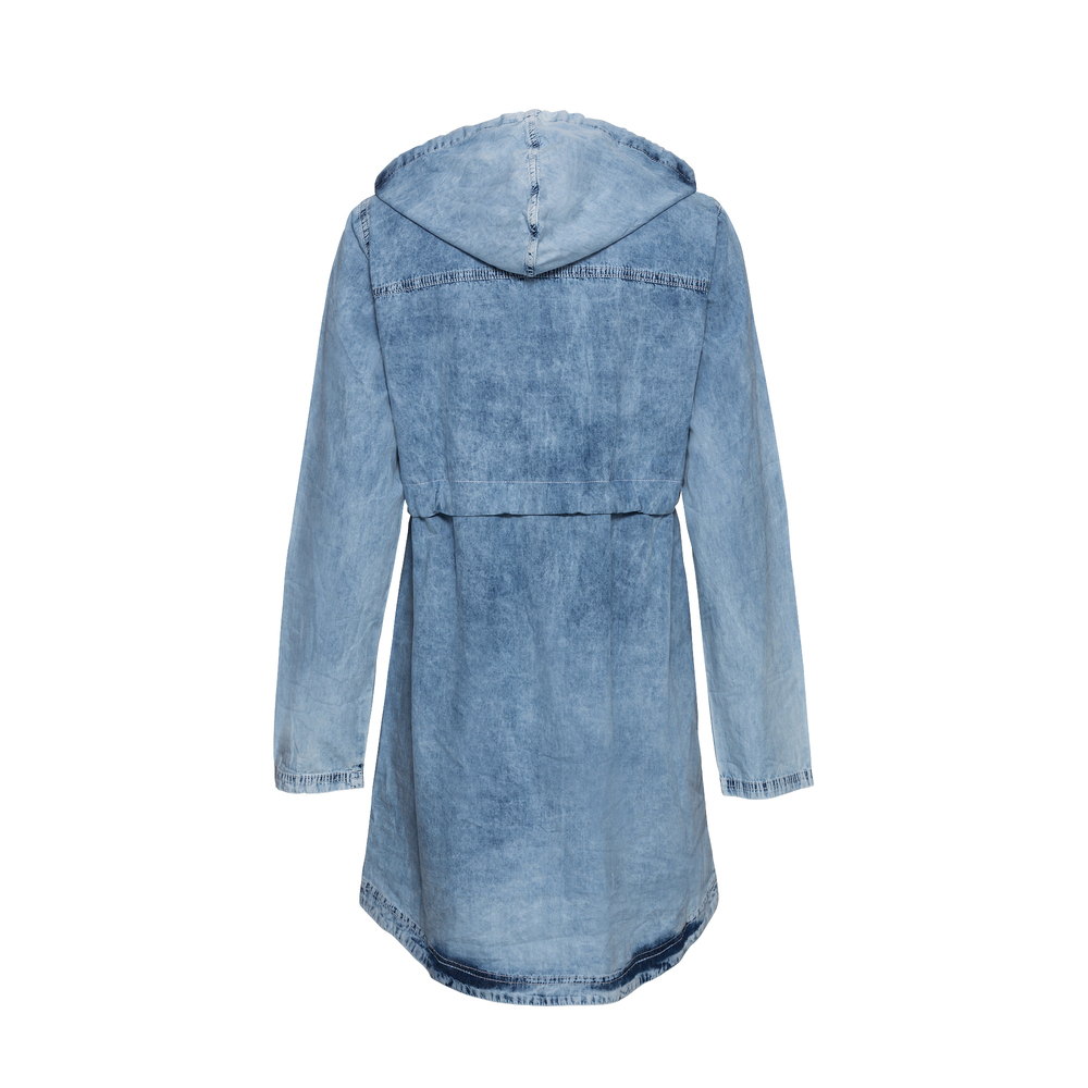 Denim-Mantel mit Nieten, bleached denim 