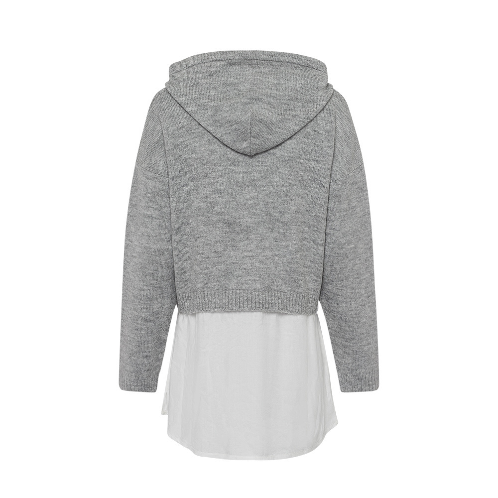 Strickpullover mit Hemdsaum, silber-melange 