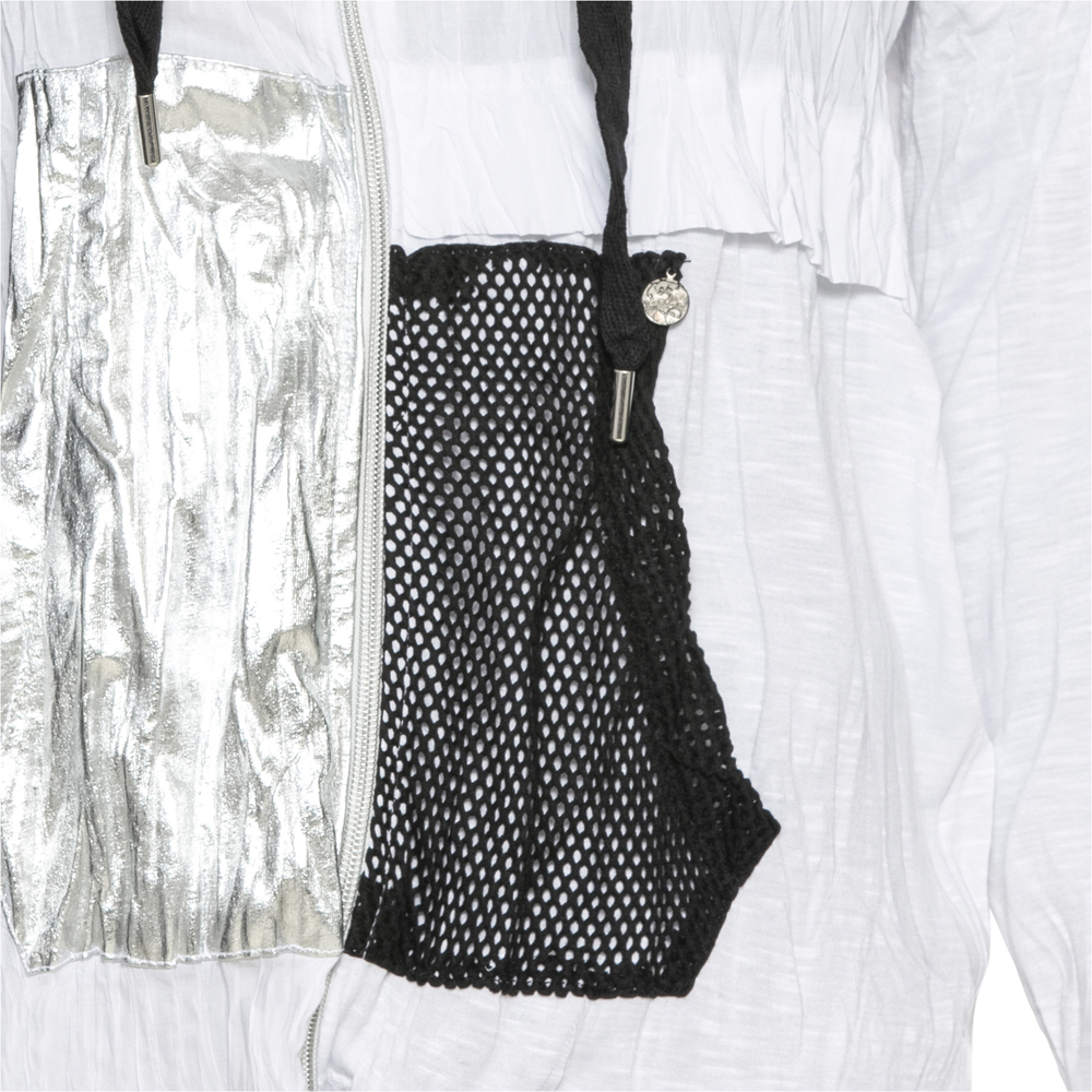 tredy Fashion Onlineshop | Shirtjacke mit Metallic-Elementen, weiß 6 | Mode  in Größe 36 - 50