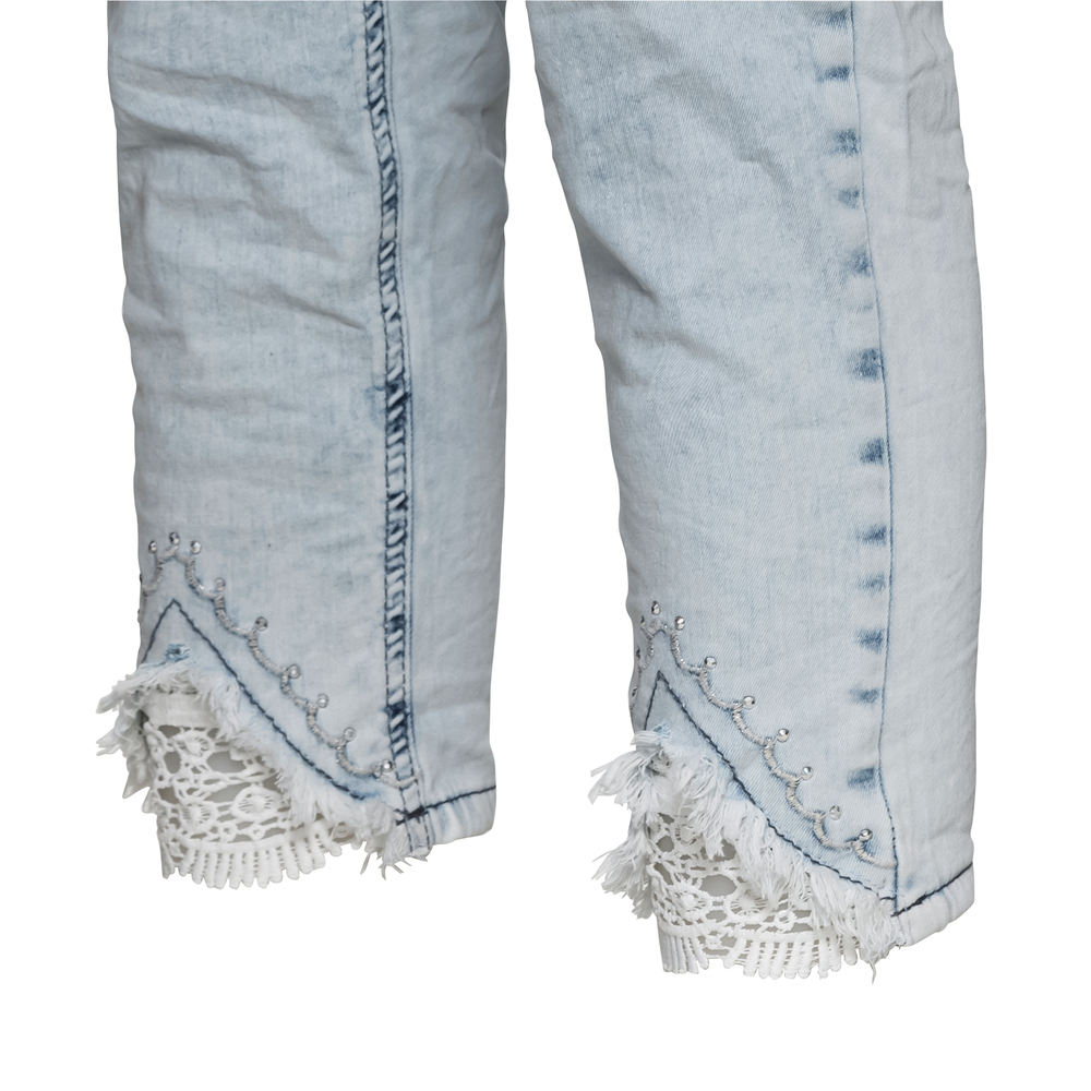 Jeans mit Spitze, bleached denim 