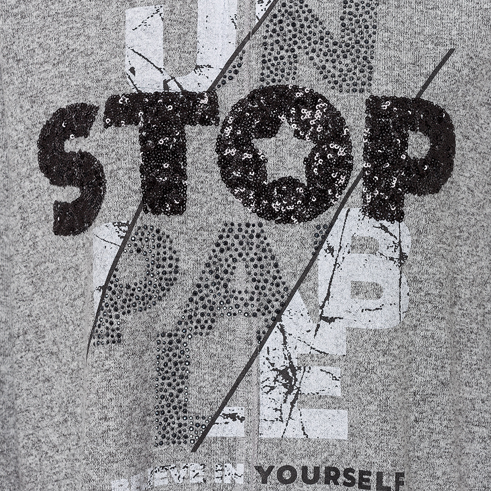 Shirt 'Stop', grau-melange 