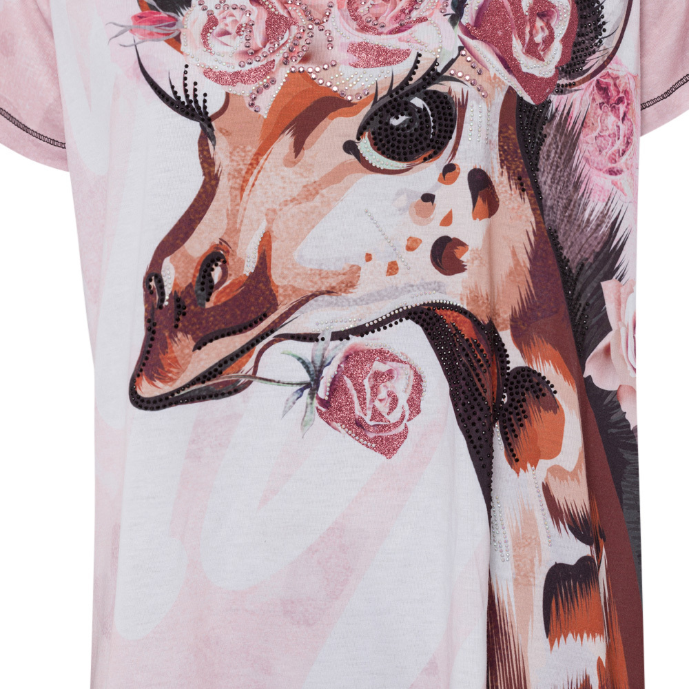 Shirt mit Giraffe, rosenholz 