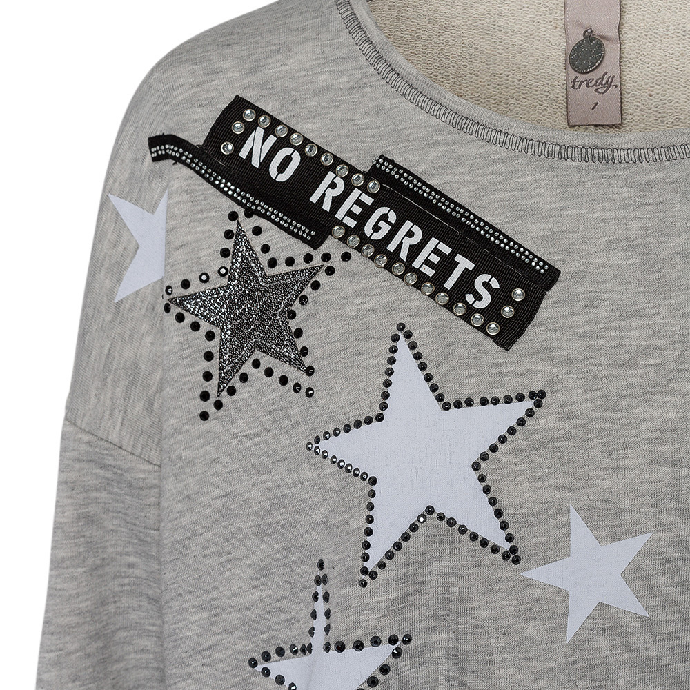 Sweatshirt 'No Regrets', silber-melange 