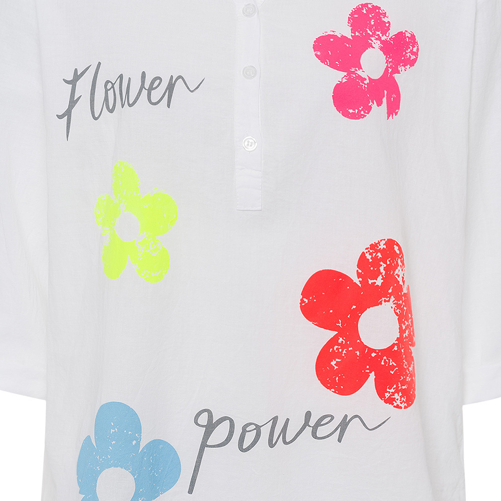 Bluse Flower power, weiß 1