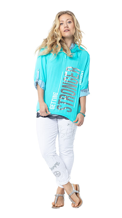 Outfit Bluse blue fluro