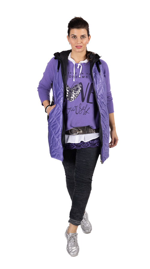 Outfit "Strickpullover mit Lettering, violett"