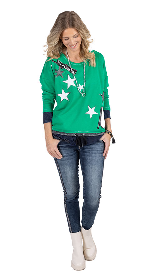 Outfit "Sweatpullover 'Stars', india green"