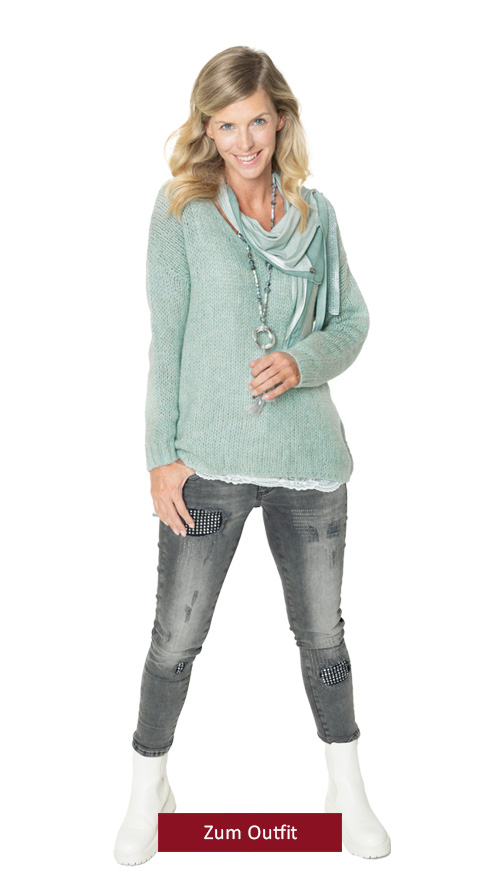 Outfit "Pullover in Grobstrick, misty green"