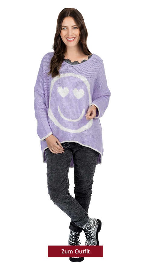 Outfit " Emoji Pullover, flieder