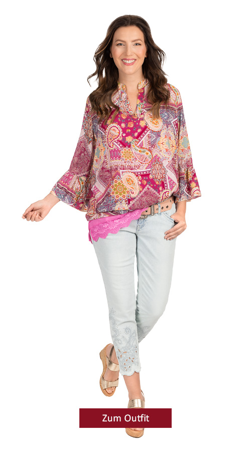 Outfit " Bluse im Alloverprint, pink"