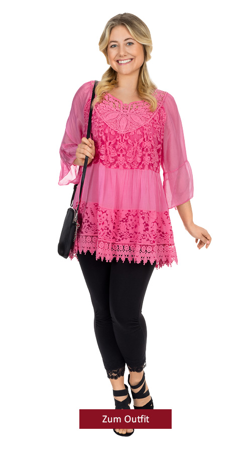 Outfit "Bluse seidiger Glanz, pink fluro"